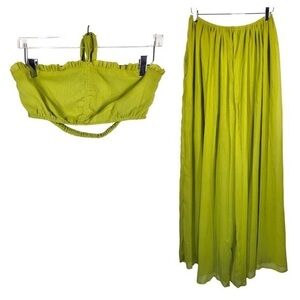 NWT Lilly’s Kloset Palazzo Pants Strapless Halter Tie Top Set in Green